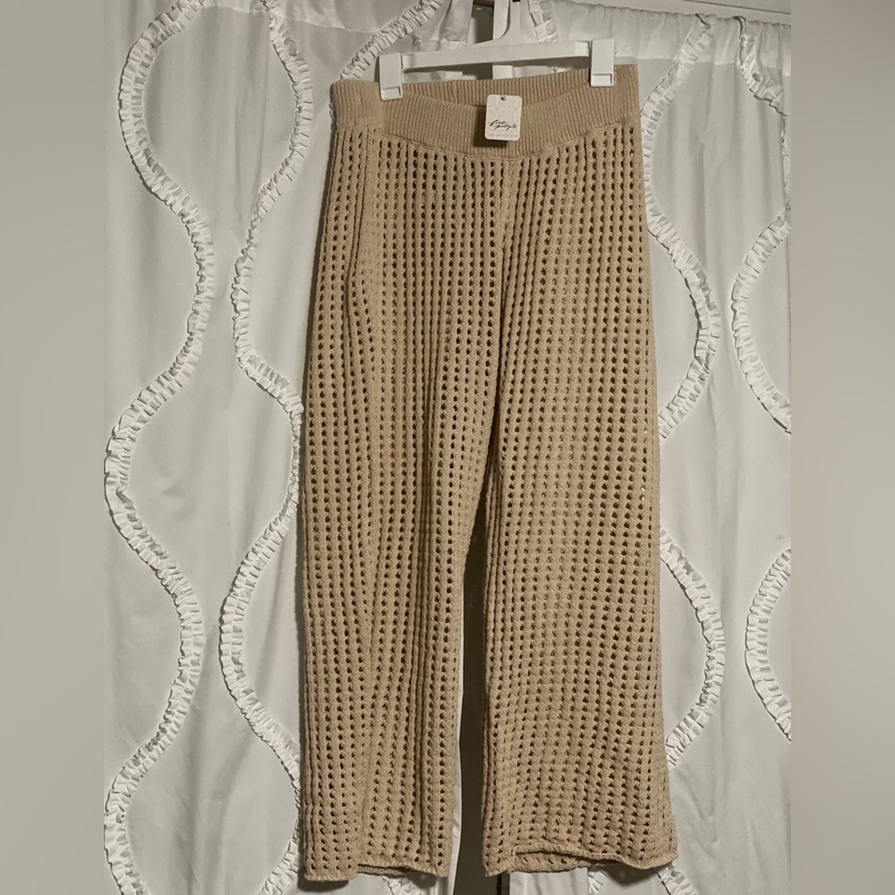 Free people crochet pants never worn excursion fauxchet sweater pants size xl